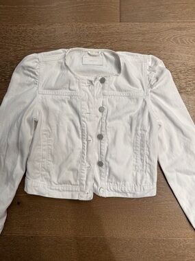 Blank NYC Cropped White Denim Jacket Utility Style Size S
